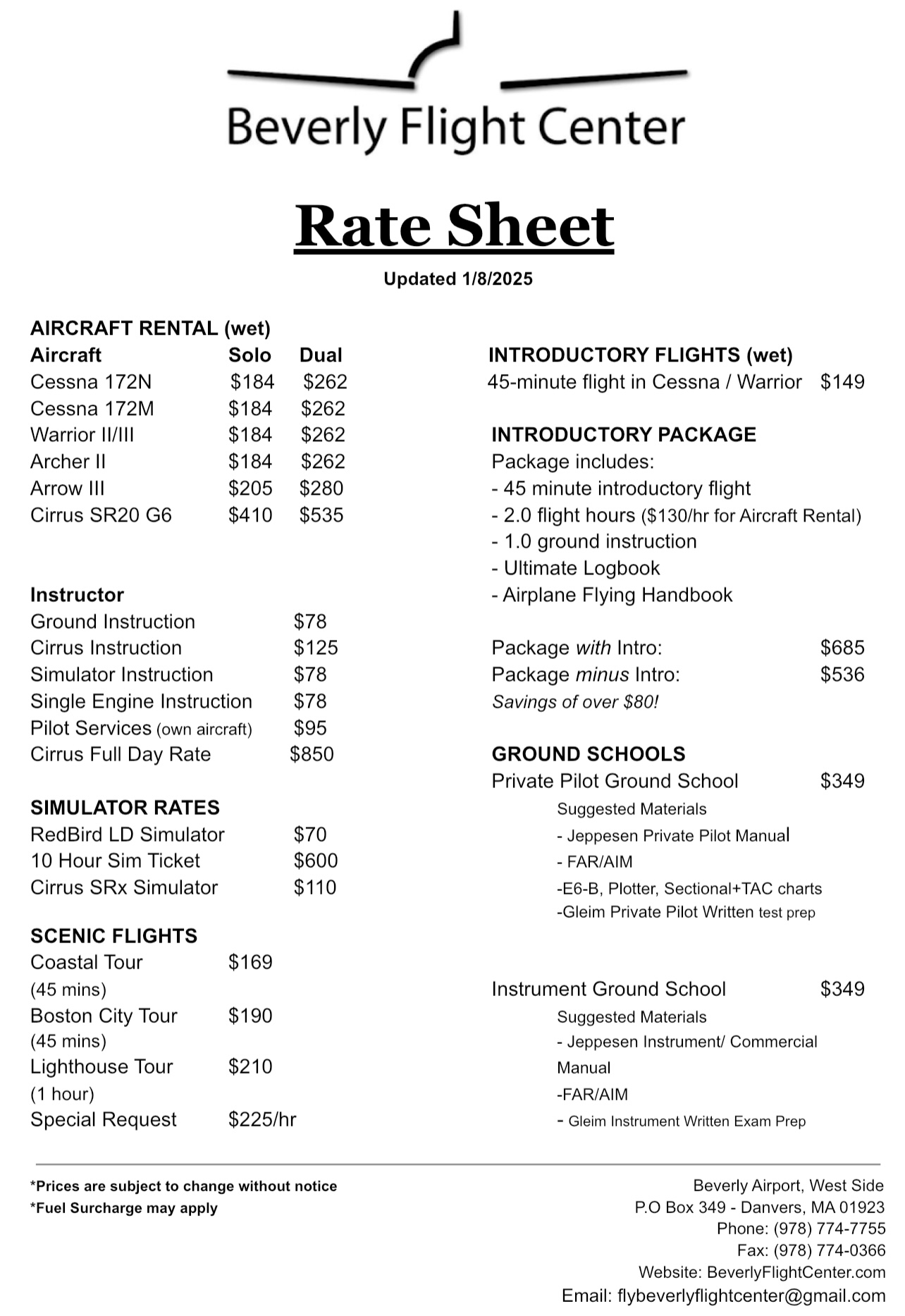 Aircraft Rates & Fleet – Beverly Flight Center