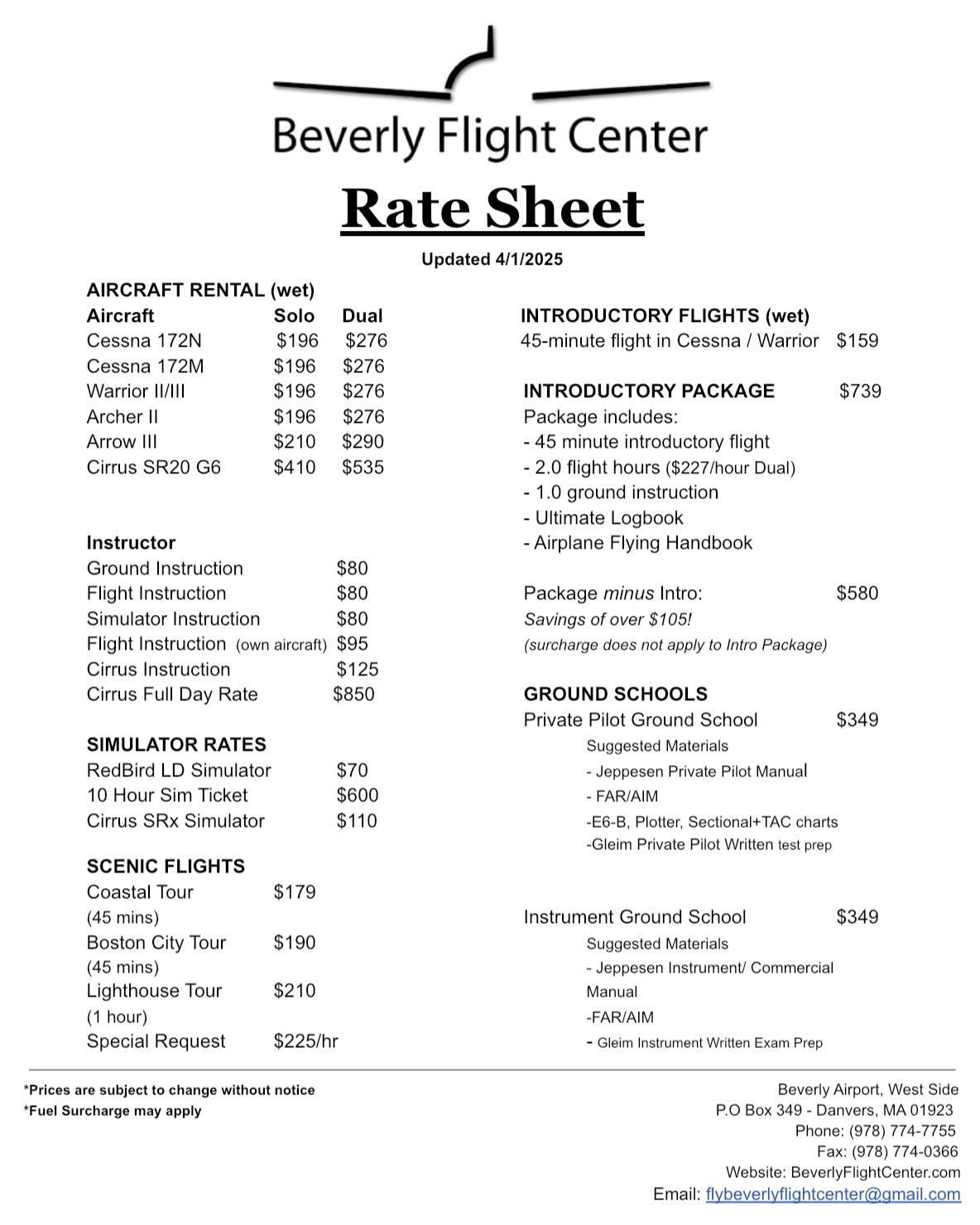 Aircraft Rates & Fleet - Beverly Flight Center